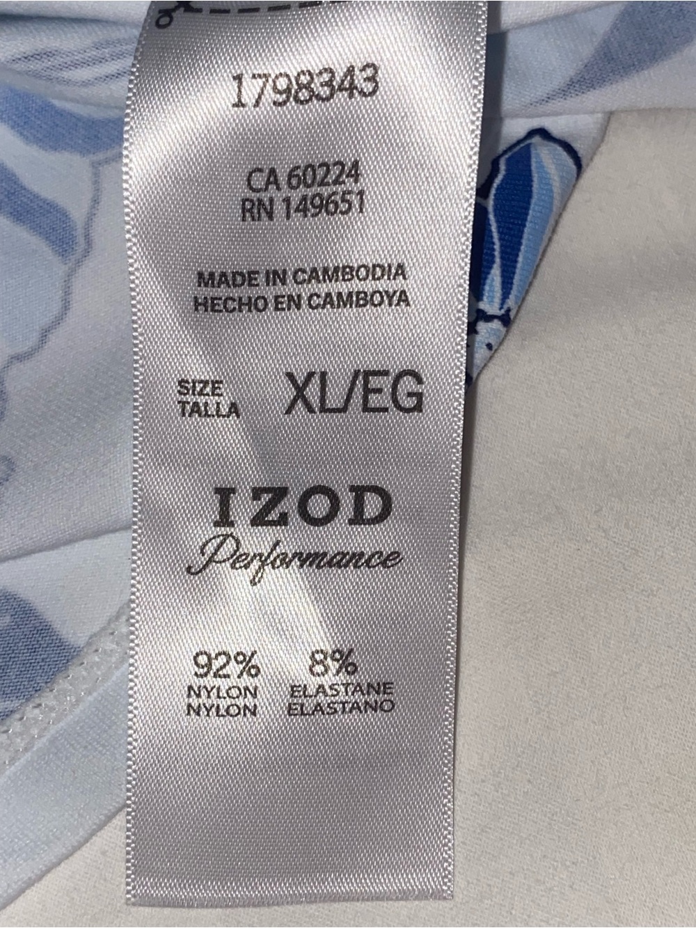 Izod White Sleeveless Polo with Light and Navy Blue Floral Print - Picture 6 of 8